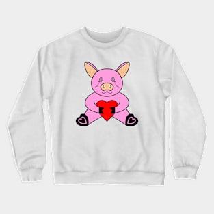 VALENTINE Day Pig - Funny Pig Art Crewneck Sweatshirt